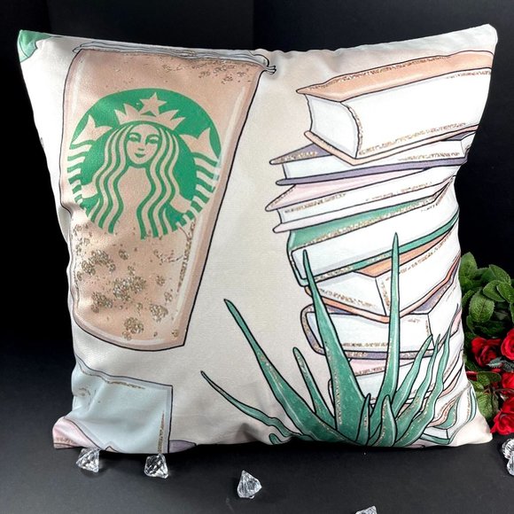 Starbucks Coffee Throw Pillowcase School Books Home Decor Accent Pillow Cover - Picture 2 of 12